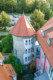 Pfiffige Gewerbeinheit im mittelalterlichen Vötschenturm von Bad Waldsee - Luftbild Turm
